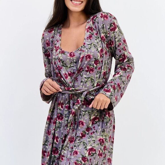 Vince Camuto Women 2 Pieces Floral Print Night Dress And Robe Sleepwear Set - Picture 1 of 6